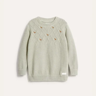 Kids Green Fox Knitted Jumper